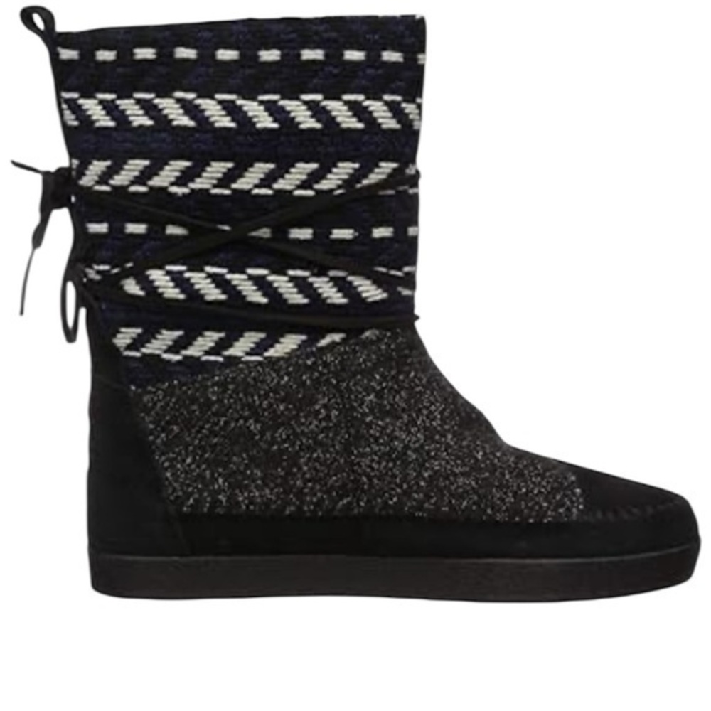 Leather suede Toms Black and White Women's Boots